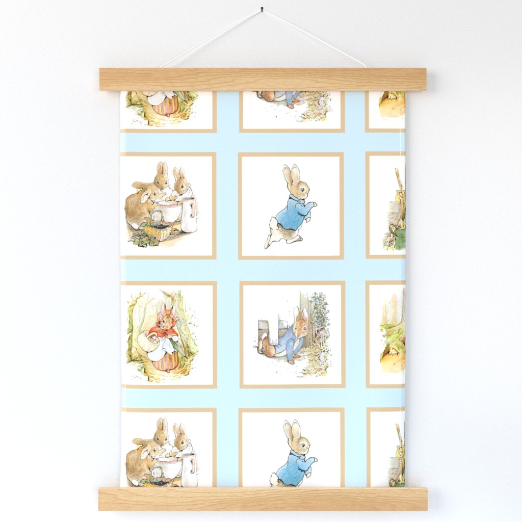 Peter Rabbit Quilt Block Panel No. 2  - Light Blue