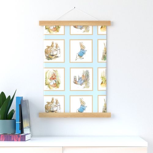 Peter Rabbit Quilt Block Panel No. 2  - Light Blue