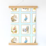 Peter Rabbit Quilt Block Panel No. 2  - Light Blue