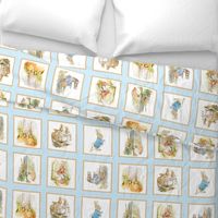 Peter Rabbit Quilt Block Panel No. 2  - Light Blue