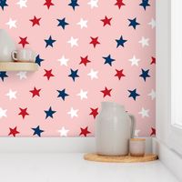 stars usa merica america fabric red white and blue  pink