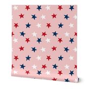 stars usa merica america fabric red white and blue  pink