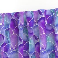 Watercolour Mermaid Scales in Purple and Blue