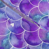 Watercolour Mermaid Scales in Purple and Blue