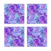 Watercolour Mermaid Scales in Purple and Blue