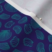 Seashells (dark teal on purple)