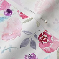 Watercolour Florals Vibrant on White MEDIUM