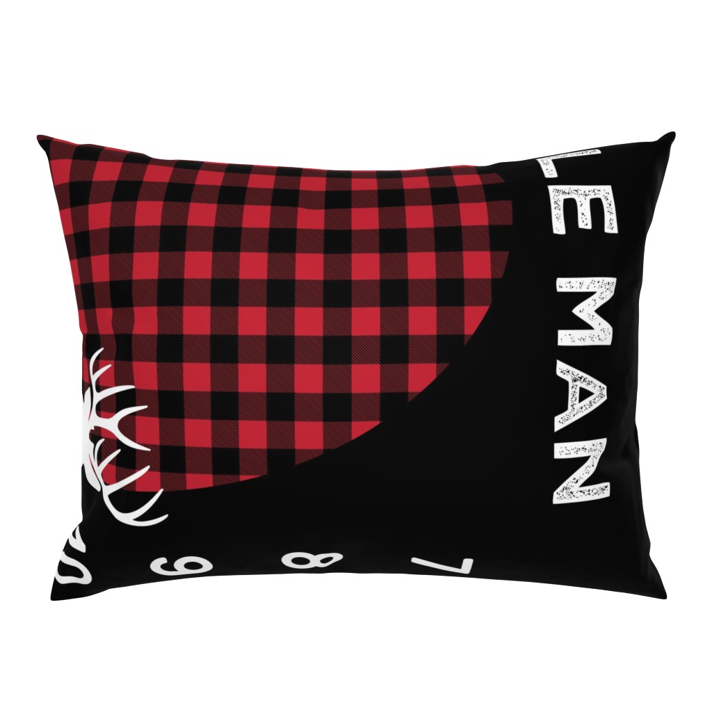 42" - Little Man Buffalo Plaid w/ Buck - watch me grow blanket 