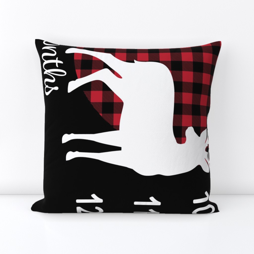 42" - Little Man Buffalo Plaid w/ Buck - watch me grow blanket 