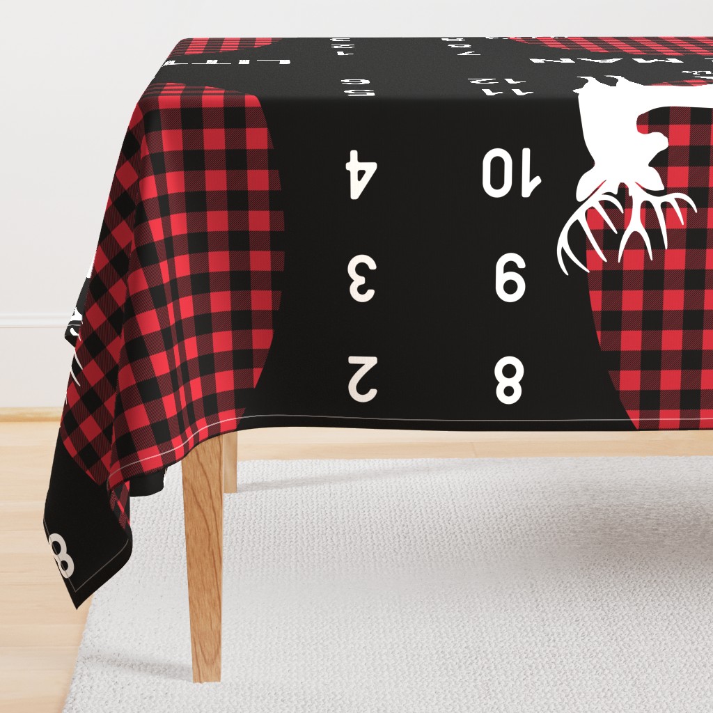 42" - Little Man Buffalo Plaid w/ Buck - watch me grow blanket 