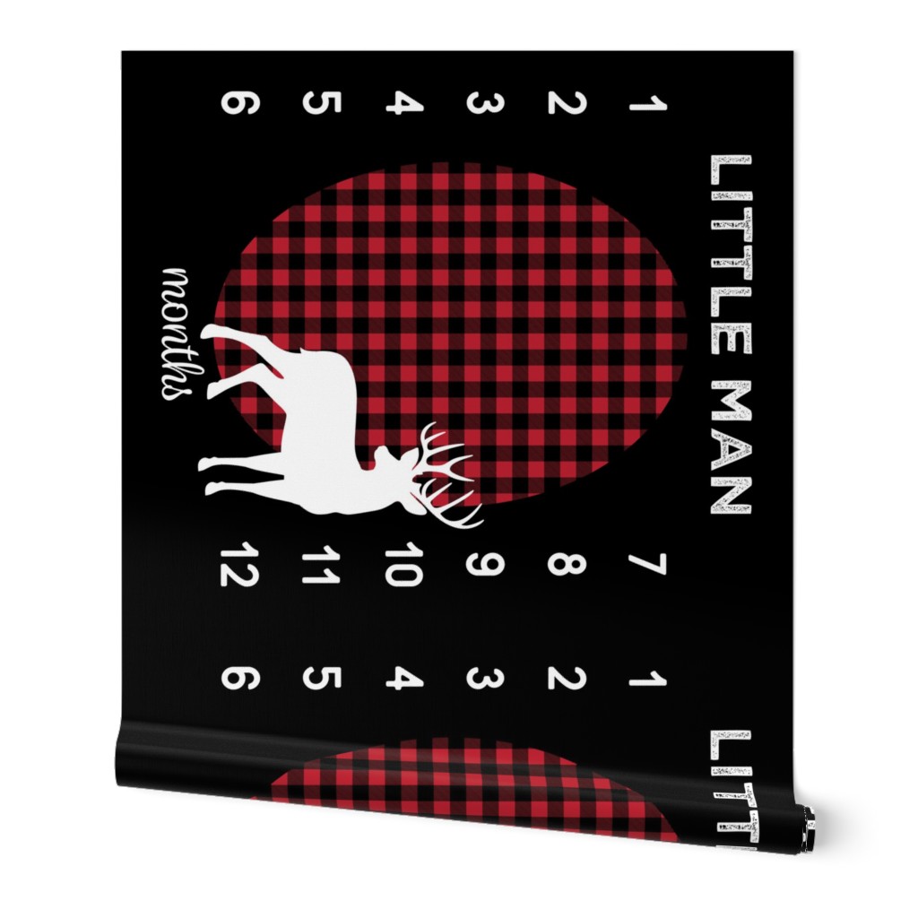 42" - Little Man Buffalo Plaid w/ Buck - watch me grow blanket 