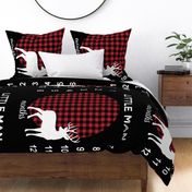 42" - Little Man Buffalo Plaid w/ Buck - watch me grow blanket 