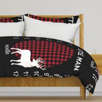 42" - Little Man Buffalo Plaid w/ Buck - watch me grow blanket 