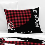 42" - Little Man Buffalo Plaid w/ Buck - watch me grow blanket 