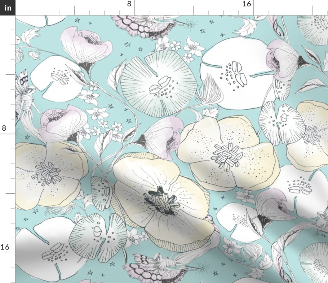 Spring whimsical garden in pastel watercolor