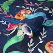 Little Merry Mermaids in Watercolor