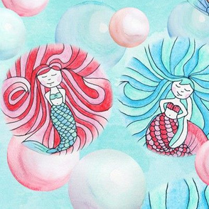 Watercolour Bubble Mermaids