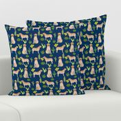 yellow lab fabric labrador retriever fabric design with cactus - navy