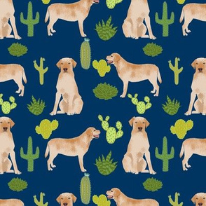 yellow lab fabric labrador retriever fabric design with cactus - navy