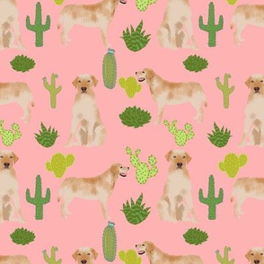 yellow lab fabric labrador retriever fabric design with cactus - pink