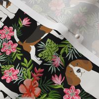 beagle fabric tropical summer hawaiian florals fabric - black