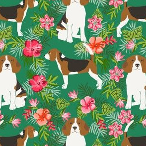 beagle fabric tropical summer hawaiian florals fabric - green