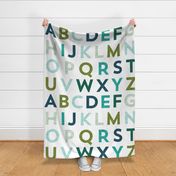 alphabet baby blanket // 54" teal mint green