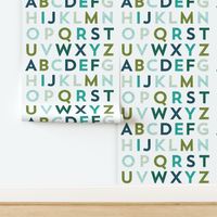 alphabet baby blanket // 54" teal mint green