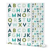 1 blanket + 2 loveys: alphabet baby blanket teal mint green