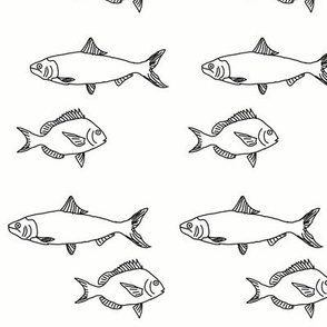 Plenty of Fish in the Sea Outlines in Black and White