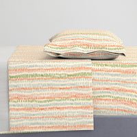 stitched rows in gray, green and orange on beige