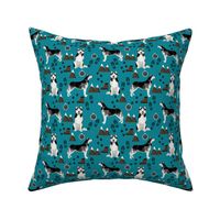 husky fabric siberian husky dog mountains hiking compass paw prints fabric - teal