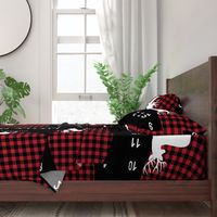 54" - Little man buffalo plaid w/buck - watch me grow blanket