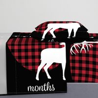 54" - Little man buffalo plaid w/buck - watch me grow blanket