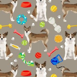 norwegian lundehund and toys fabric dogs and dog toys design - brown