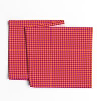 bright purple and India orange gingham, 1/4" squares 