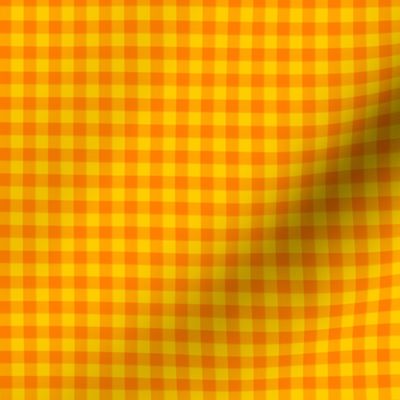 Bright yellow and orange gingham, 1/4" squares 