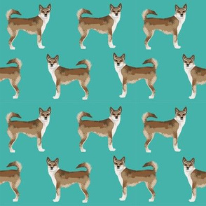 norwegian lundehund dogs dog breed fabric dogs fabric norwegian puffin dog - turquoise