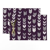 Arrow Feathers - Plum and Grey - purple, eggplant