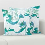 Mermaids & Seahorses in Sea Green