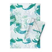 Mermaids & Seahorses in Sea Green