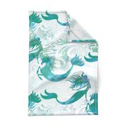 Mermaids & Seahorses in Sea Green