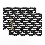 sharks fabric black and white shark design