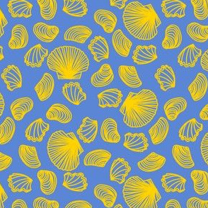 Seashells (yellow on mid blue)