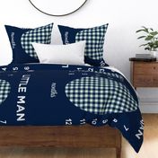 54" - Little man (mint&navy blue) plaid - watch me grow blanket