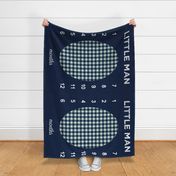 54" - Little man (mint&navy blue) plaid - watch me grow blanket