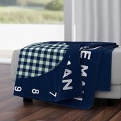 54" - Little man (mint&navy blue) plaid - watch me grow blanket