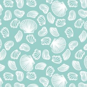 Seashells (white on light teal)