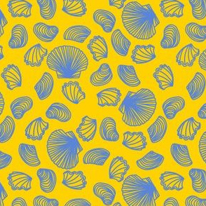 Seashells (mid blue on yellow)