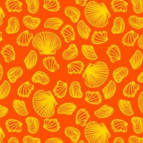 Seashells (yellow on bright orange)
